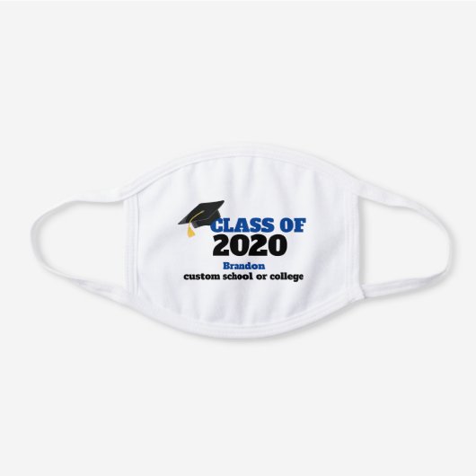Class of 2020 Custom Graduation White Cotton Face Mask (Front)