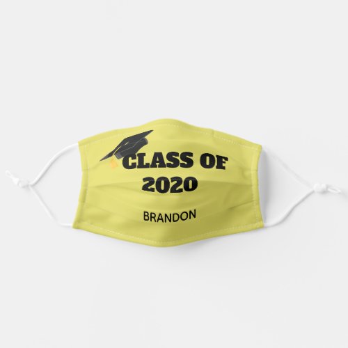 Class of 2020 Custom Graduation Yellow Adult Cloth Face Mask