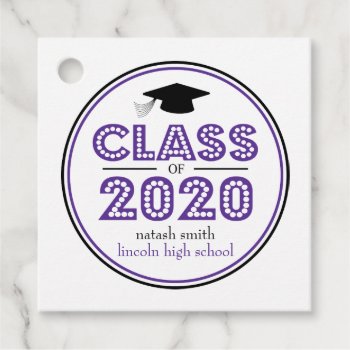 Class Of 2020 Favor Tags (purple In Lights) by WindyCityStationery at Zazzle
