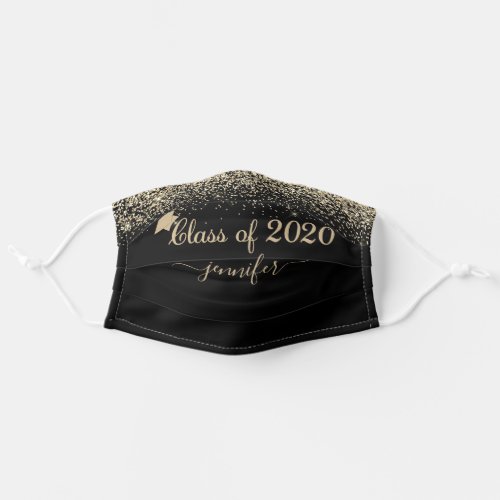 Class of 2020 Glam Glitter Gold Graduation Adult Cloth Face Mask