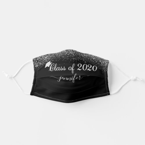 Class of 2020 Glam Glitter Silver Graduation Adult Cloth Face Mask