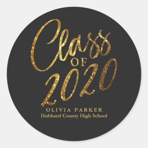 Class of 2020 Gold Black Graduation Party Favor Classic Round Sticker Class of 2020 Gold Black Graduation Party Favor Classic Round Sticker
