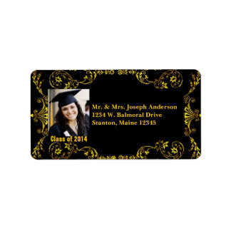 Class of 2020 Gold Black Victorian Address Labels