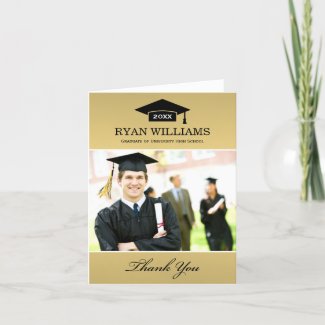 Class of 2020 | Gold Photo Graduation Thank You Card