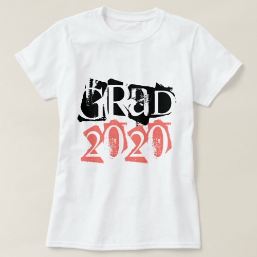 Class of 2020 grad coral typography graduation T_Shirt