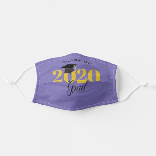 Class of 2020 Graduate Black Gold and Purple Adult Cloth Face Mask