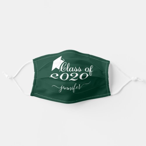 Class of 2020 Graduate Green White Add Your Name Adult Cloth Face Mask