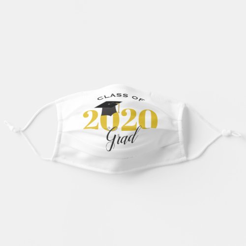 Class of 2020 Graduate  Modern Gold and Black Adult Cloth Face Mask