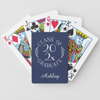Class of 2020 Graduate Name Chic Navy Blue Bicycle Playing Cards