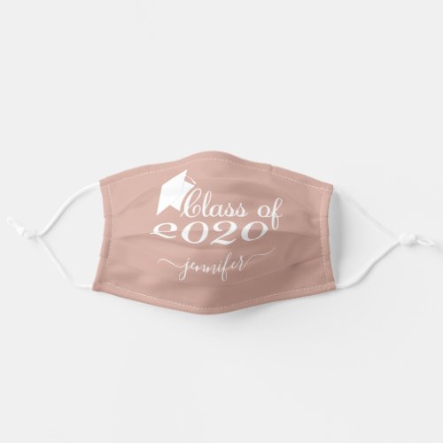 Class of 2020 Graduate Pink White Add Your Name Adult Cloth Face Mask