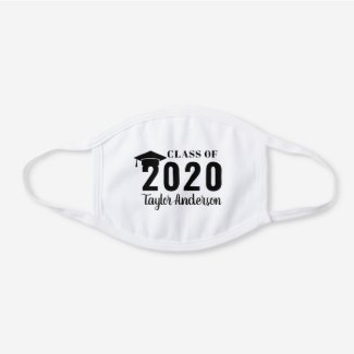 Class of 2020 Graduation | Black and White White Cotton Face Mask