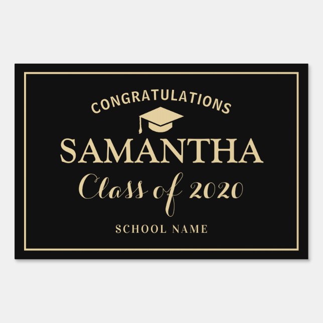 Class of 2020 Graduation Black Sunlight Sign (Front)