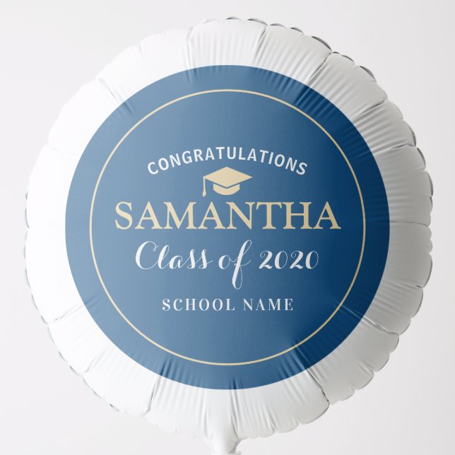 Class of 2020 Graduation Classic Blue Sunlight Balloon (Front)