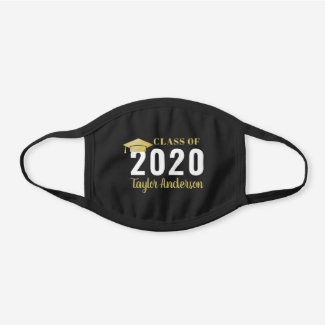 Class of 2020 Graduation | Gold Black Cotton Face Mask