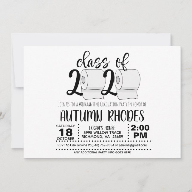 Class of 2020 Graduation Invitation - Funny TP (Front)