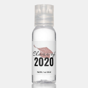 Class of 2020 Graduation Rose Gold Glitter Hand Sanitizer