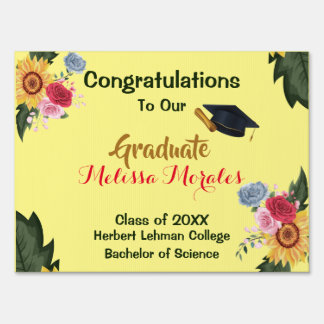 Class of 2020 Graduation Sign Sunflowers and Roses