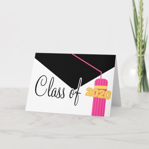 Class Of 2020 Graduation Tassel Card Pink