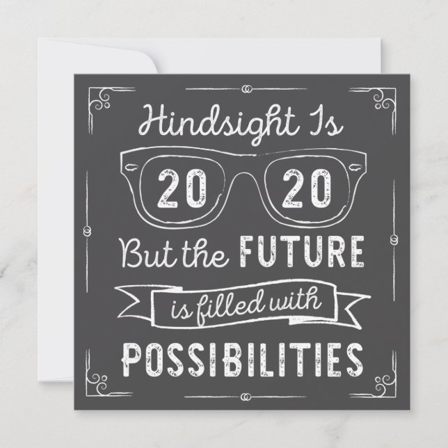 Class of 2020 Hindsight 2020 No Photo Graduation Invitation (Front)