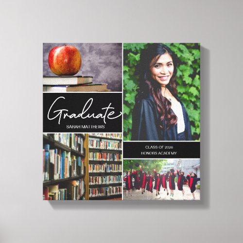 Class of 2020 Modern Graduate Photo Collage Canvas Print