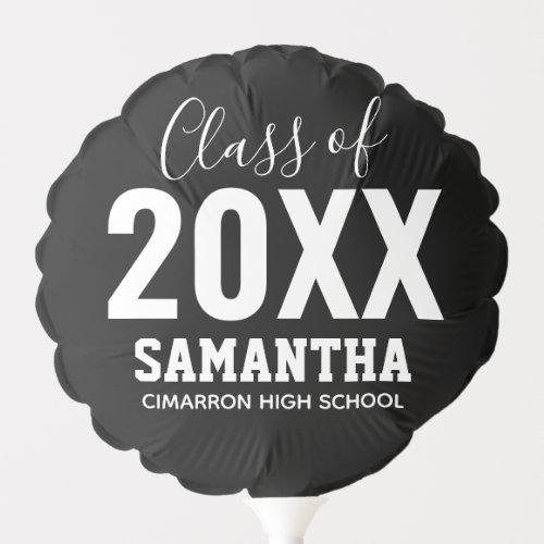 Class of 2020 Name and School Black Balloon