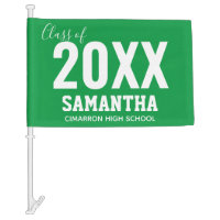 Class of 2020 Name and School Green Car Flag