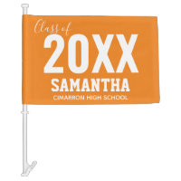 Class of 2020 Name and School Orange Car Flag