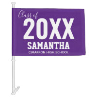 Class of 2020 Name and School Purple Car Flag