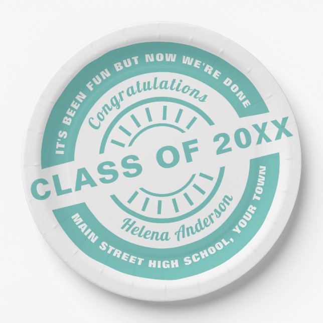 Class of 2020 or any year Graduation template Paper Plates (Front)