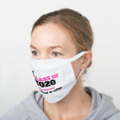 Class of 2020 Pink Custom Graduation White Cotton Face Mask (Angled)