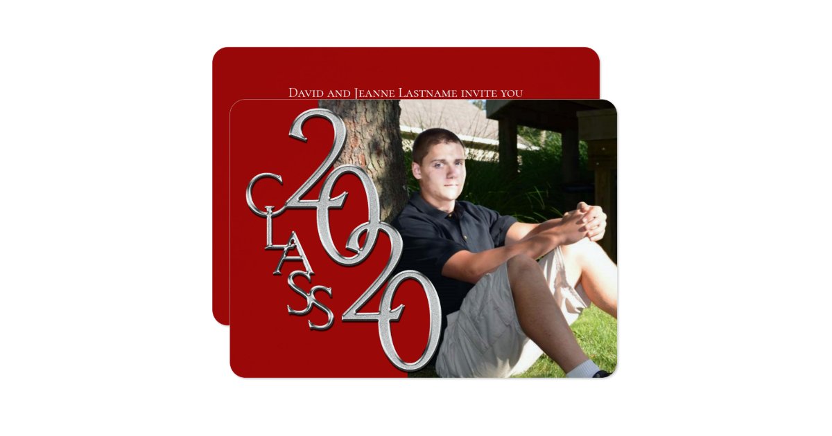class of 2020 red photo graduation invitation zazzle com graduation party invitations 2020