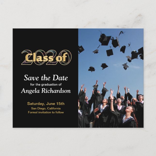 Class of 2020 Save the Date Graduation Photo Invitation Postcard (Front)