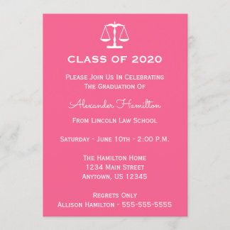 Class Of 2020 Scales Graduation Invite (Pink)
