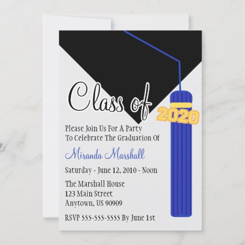 Class Of 2020 Tassel Graduation Invite Blue