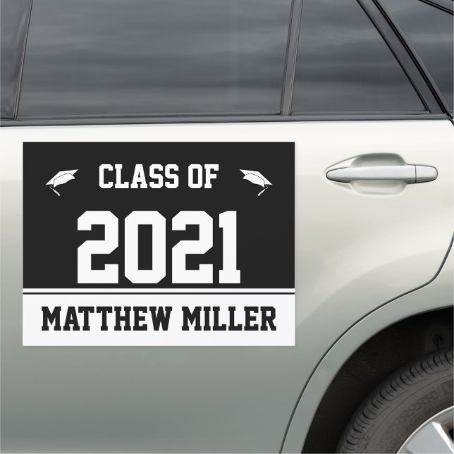 Class of 2021 Black and White Graduate Car Magnet (In Situ)