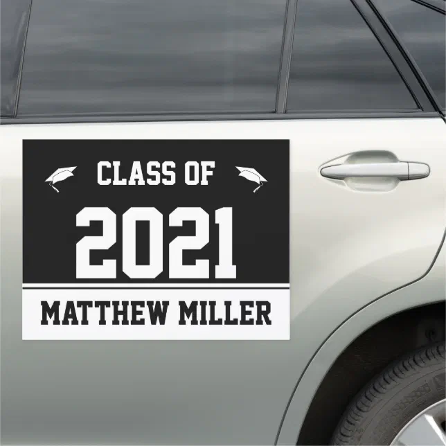Class of 2021 Black and White Graduate Car Magnet | Zazzle
