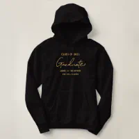 Class of 2021 Black Gold Name Graduation Hoodie Zazzle