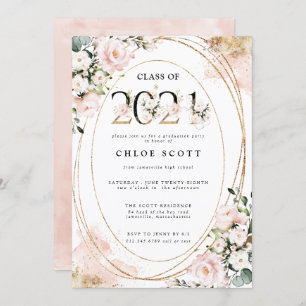 Class of 2021 Blush Pink Gold Graduation Invitation