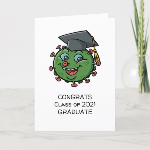 Class Of 2021 Cartoon Virus Graduation Congrats Holiday Card