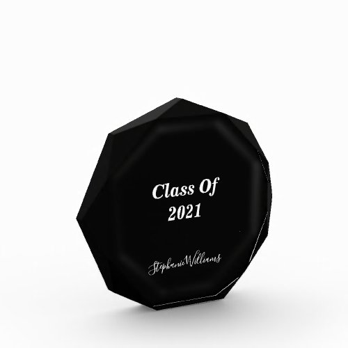 Class Of 2021 Custom Black And White Monograms Acrylic Award