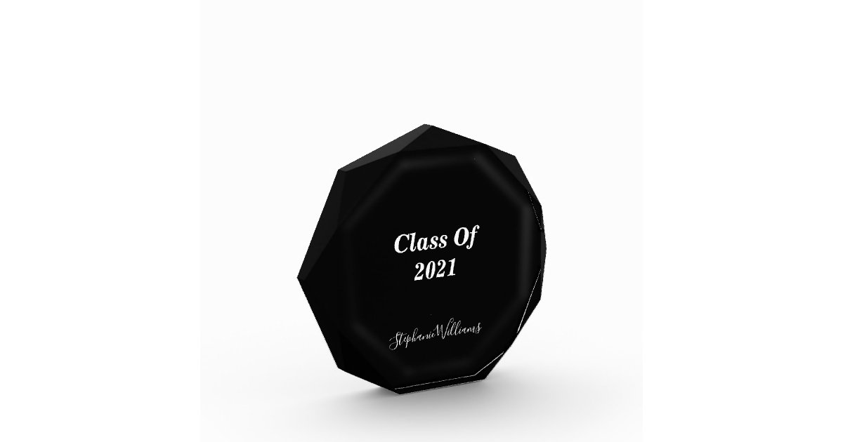 Class Of 2021 Custom Black And White Monograms Acrylic Award | Zazzle