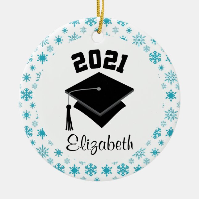 Class Of 2021 Custom Graduation Gift Ceramic Ornament (Front)