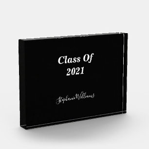 Class Of 2021 Custom Monogram Black White Elegant Acrylic Award