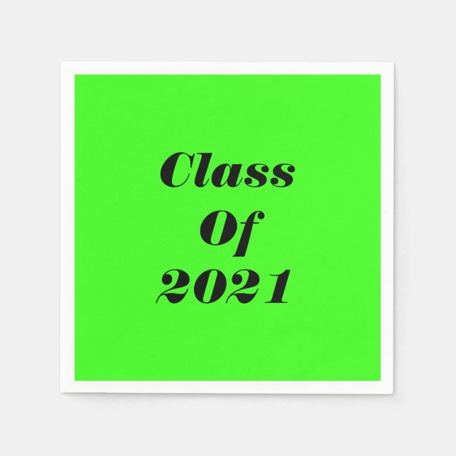 Class Of 2021 Custom Neon Green Graduation Party Napkins (Front)