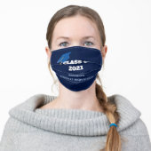 Class of 2021 Custom Senior Graduation Dark Blue Adult Cloth Face Mask (Worn)