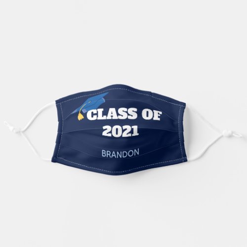 Class of 2021 Custom Senior Graduation Dark Blue Adult Cloth Face Mask