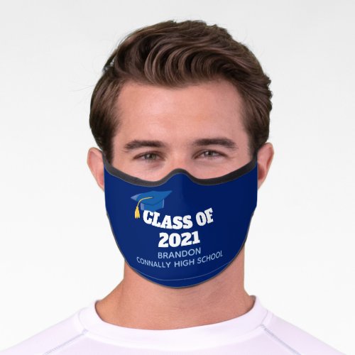 Class of 2021 Custom Senior Name Blue Graduation Premium Face Mask