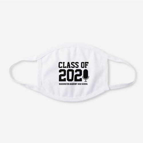 Class of 2021 Distance Learning Microphone White Cotton Face Mask