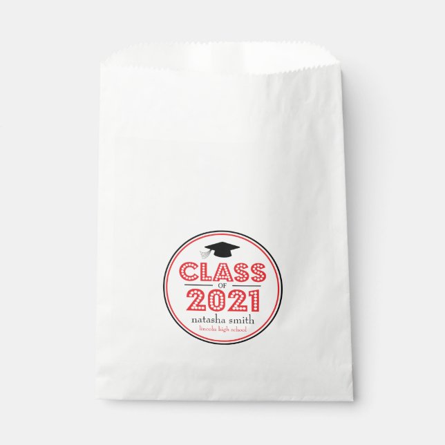 Class Of 2021 Favor Bags (Red In Lights) (Front)