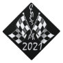 'Class of 2021' Finish Line, Checkered Flags on a Graduation Cap Topper